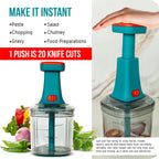 Hand-press vegetable and fruit chopper