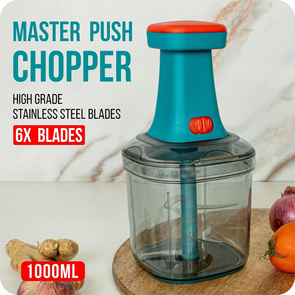 Hand-press vegetable and fruit chopper