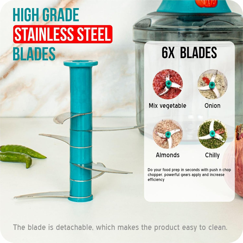 Hand-press vegetable and fruit chopper